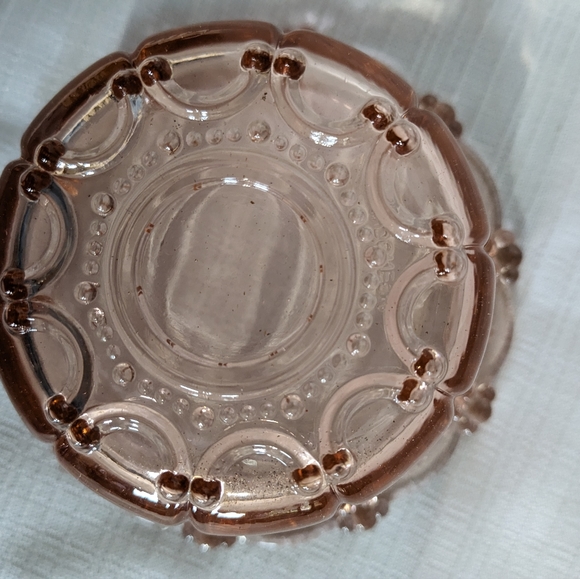 VTG pink depression glass covered candy dish sugar bowl apothecary KIG Indonesia - Picture 4 of 8
